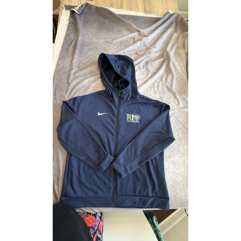 Nike Rio Volleyball Club Full Zip Fleece Hoodie Navy Blue Size Large